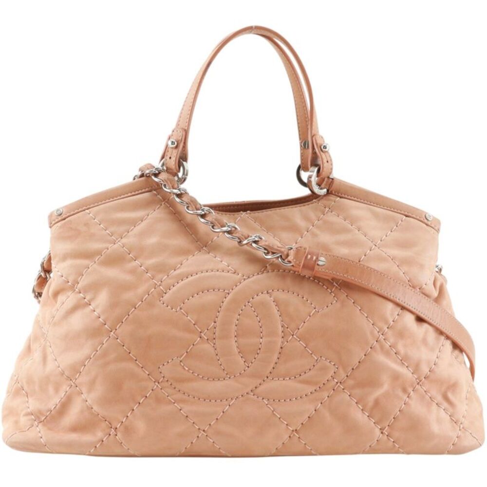 Chanel Cc Sea Hit Quilted Iridescent Calfskin Pink Leather Tote Bag Bag